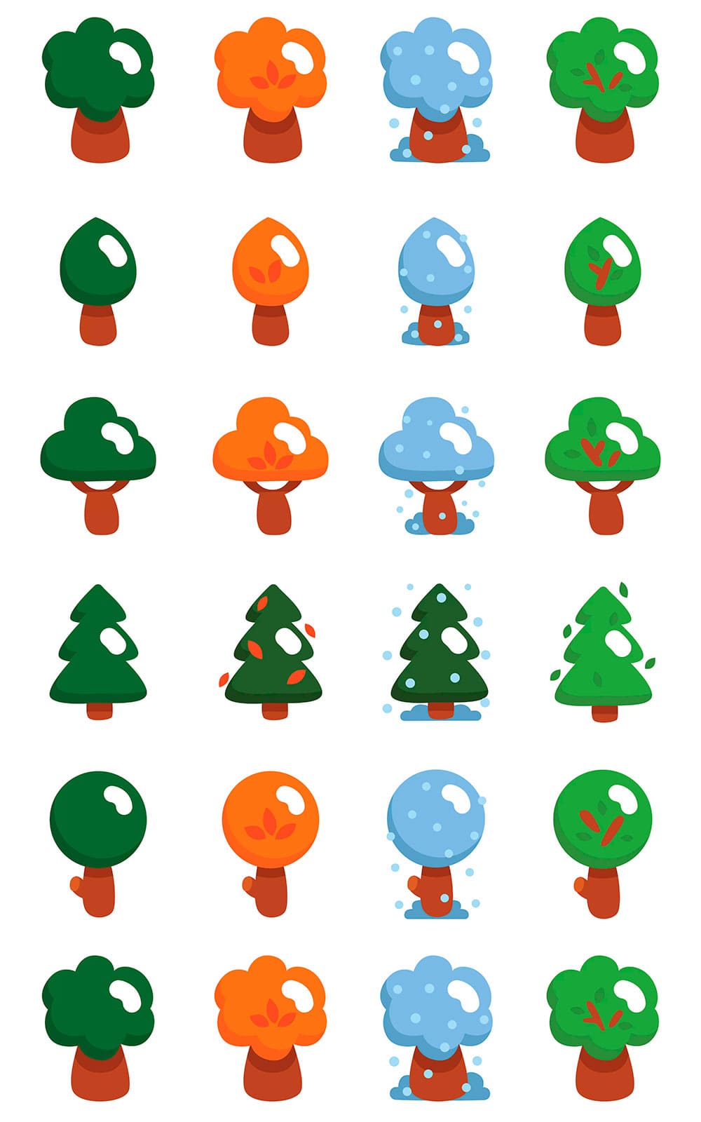 20 tree seasons icons, picture for pinterest.