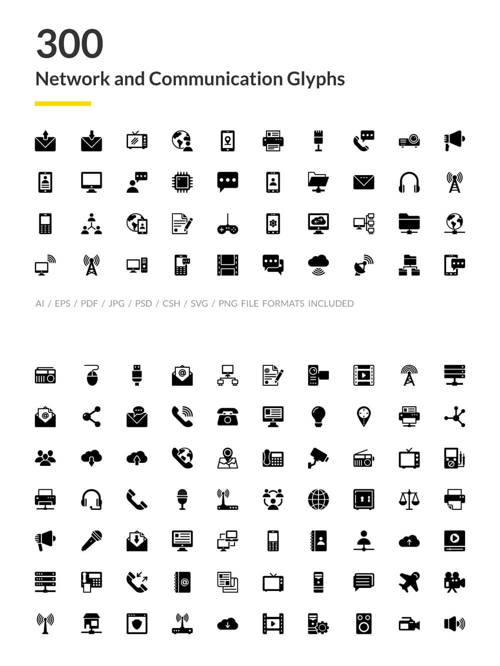 300 network and communications icons, picture for pinterest.