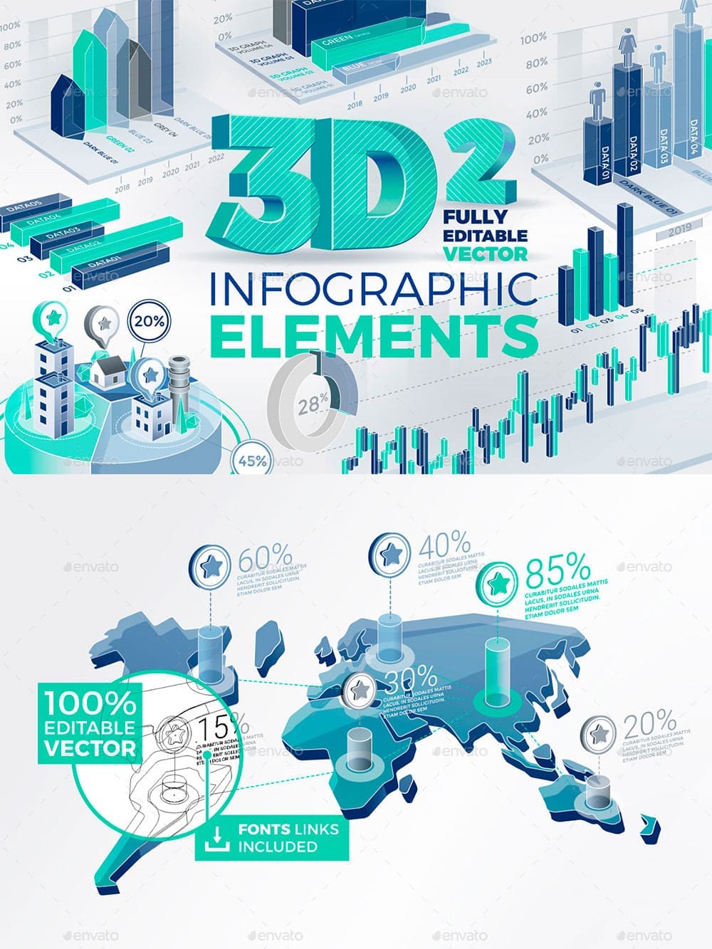 3d corporate infographic elements 2, picture for pinterest.