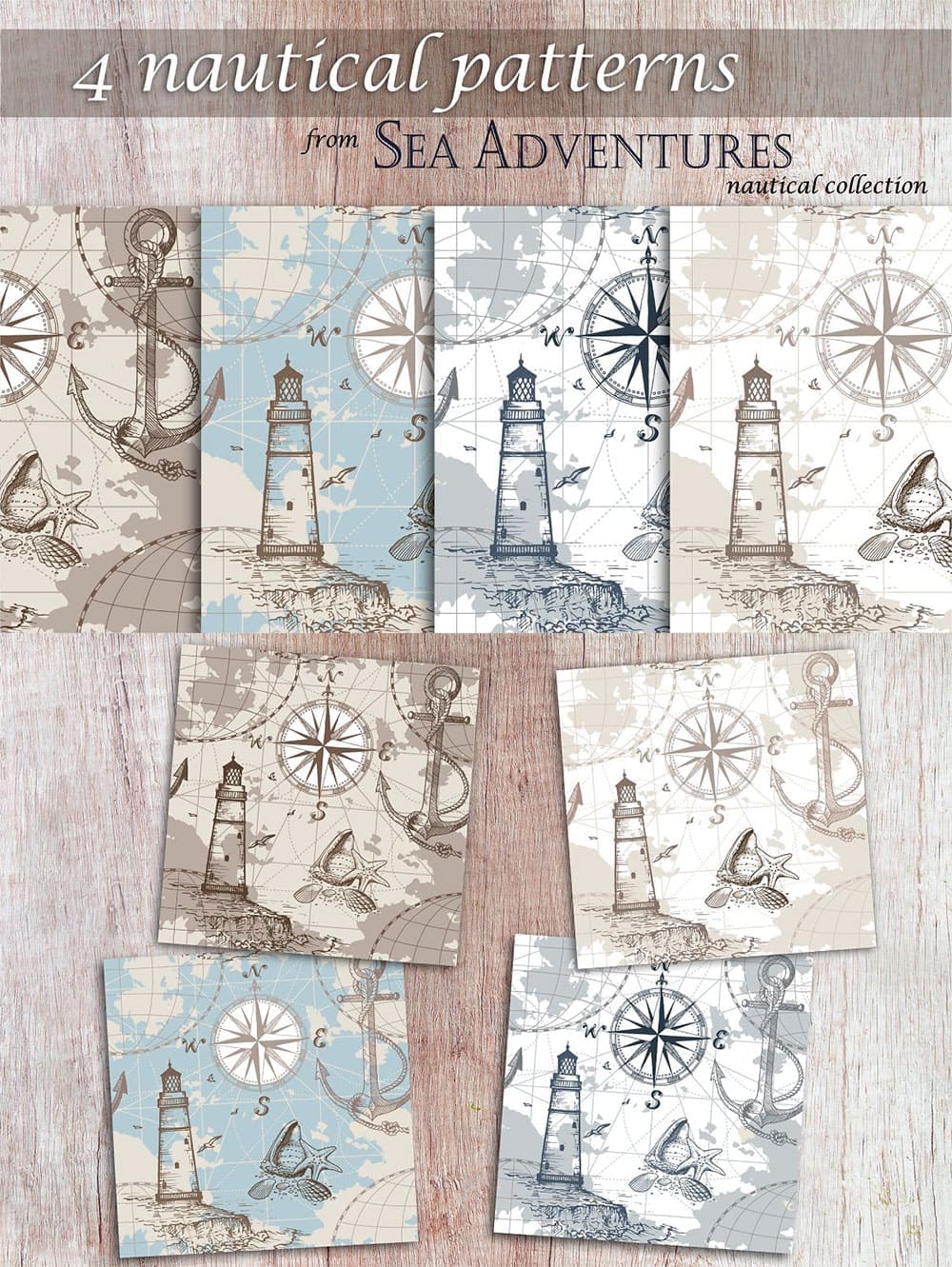 4 nautical patterns, picture for pinterest.