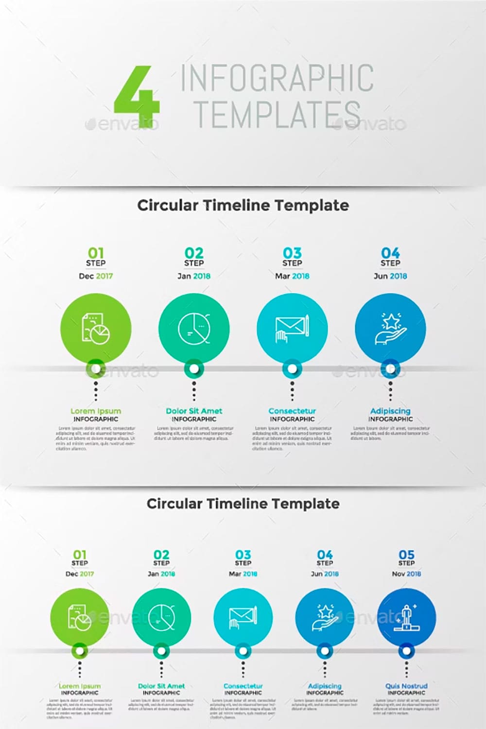 4 process infographic templates, picture for pinterest.