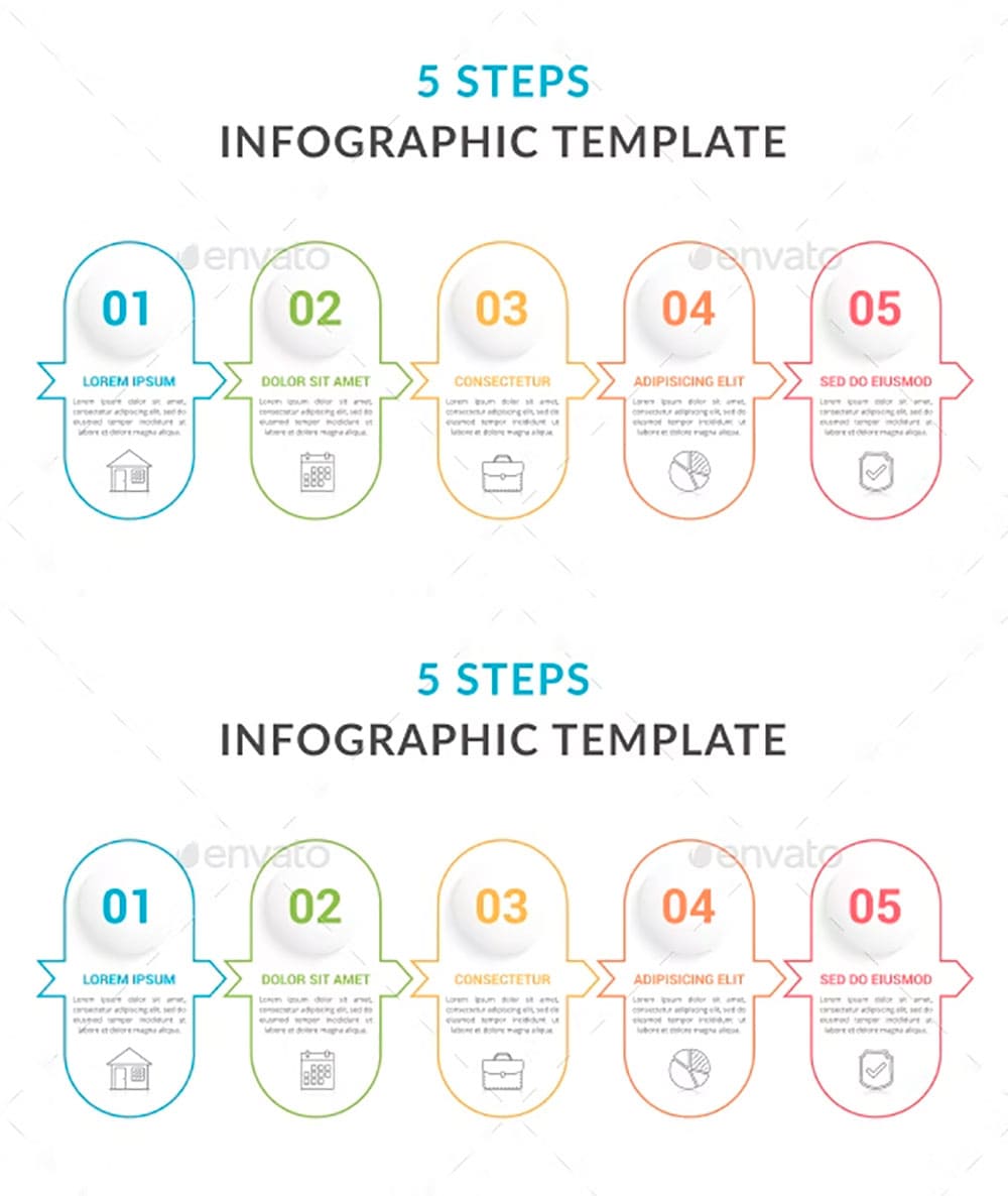 5 steps infographic template, picture for pinterest.