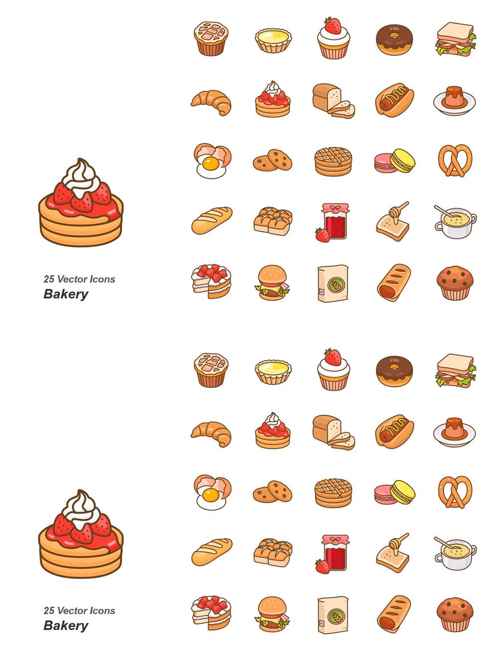 Bakery color vector icons, picture for pinterest.