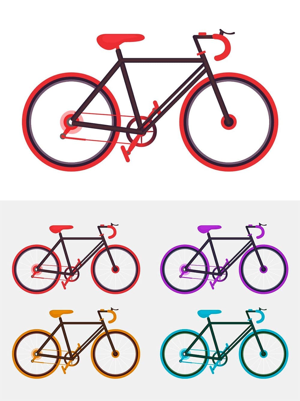Bicycle set vector, picture for pinterest.