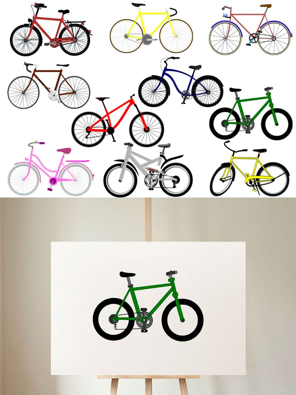 Bicycle vector illustration bundle, picture for pinterest.