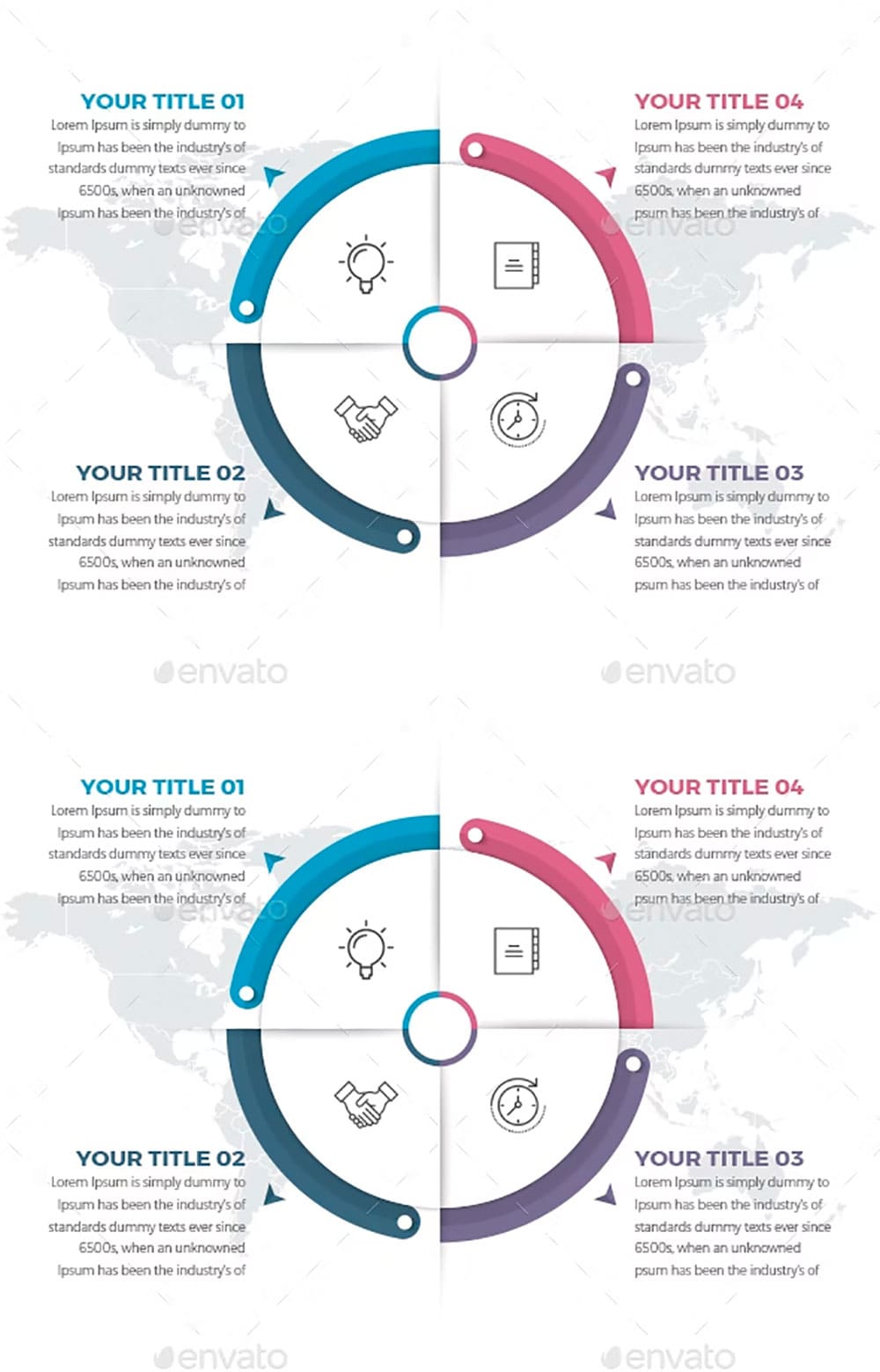 Business circle infographics with 04 steps, picture for pinterest.