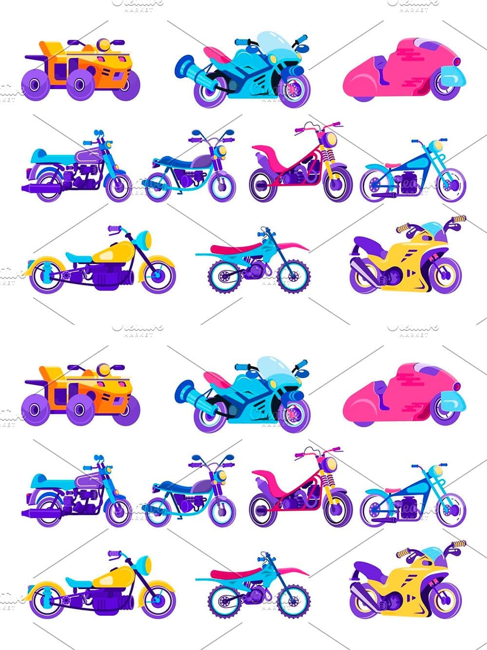 Cartoon motorcycle vector, picture for pinterest.
