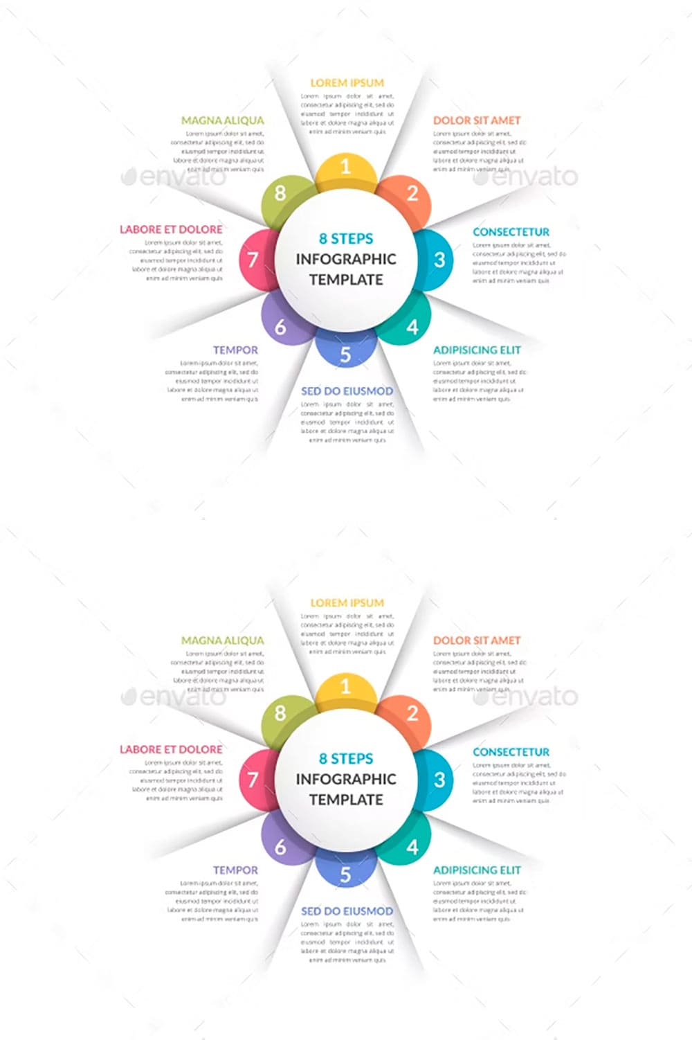 Circle infographics eight elements, picture for pinterest.