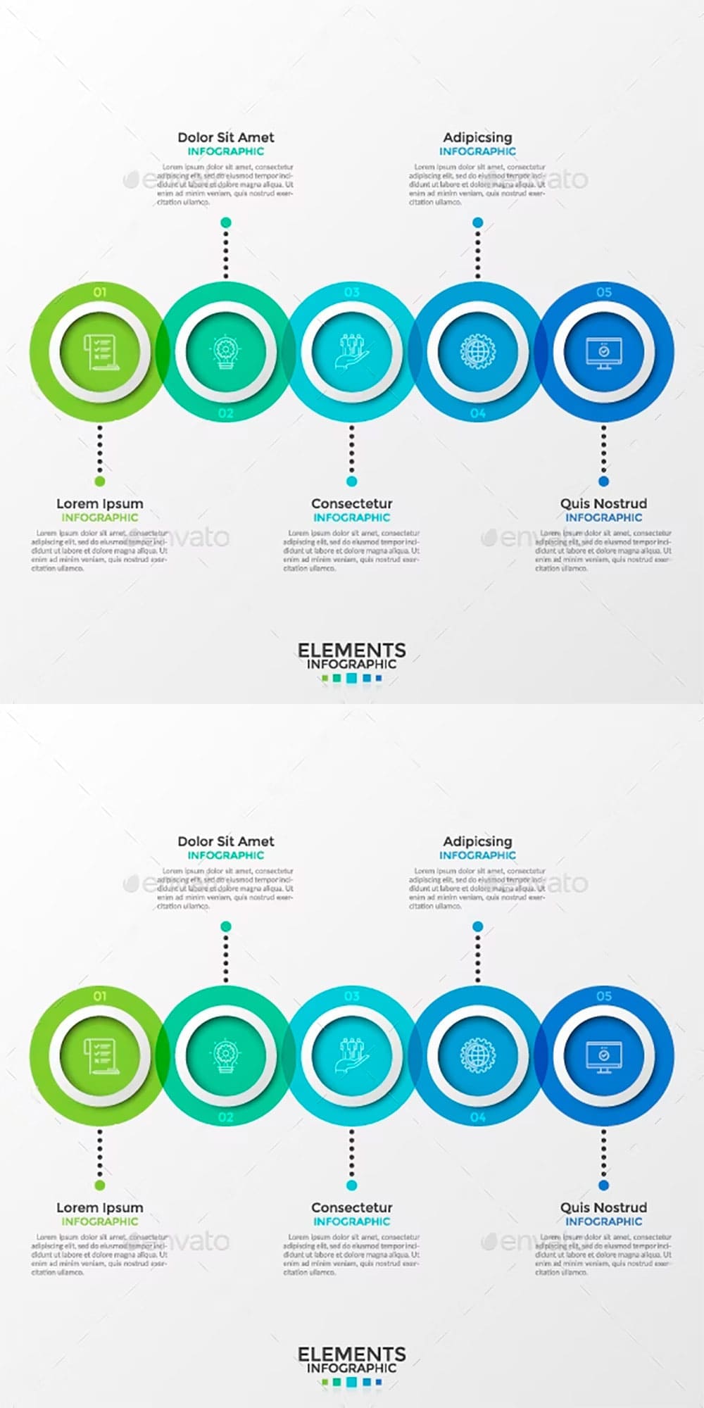 Circle intersection timeline infographics, picture for pinterest.