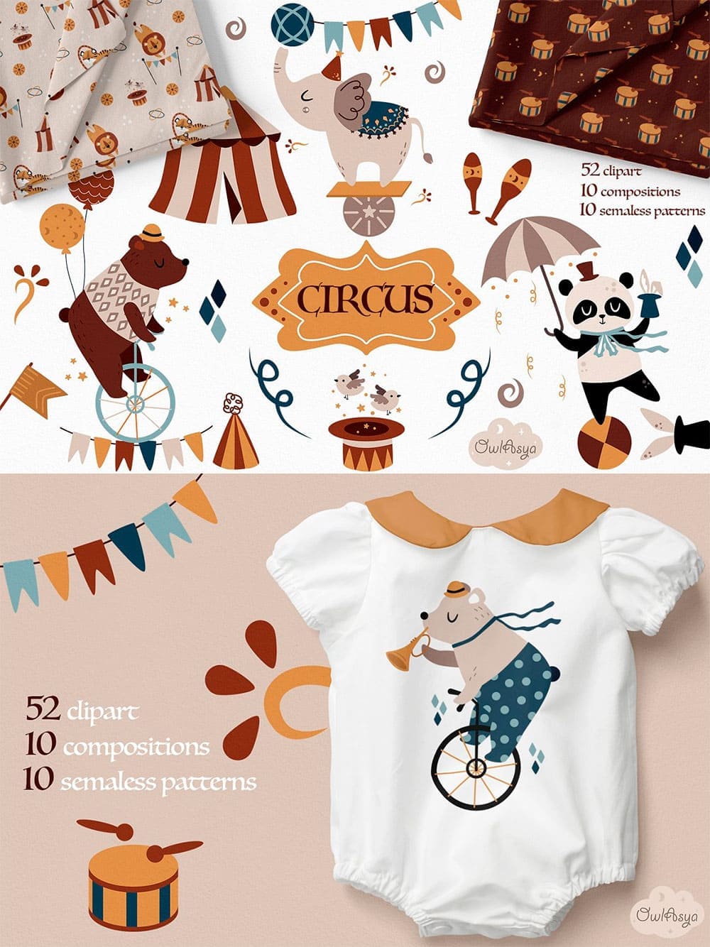 Circus animals collection, picture for pinterest.
