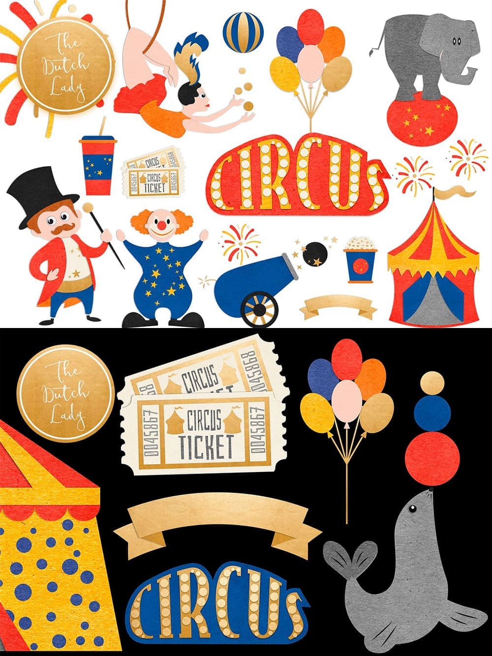 Circus carnival show clipart set, picture for pinterest.