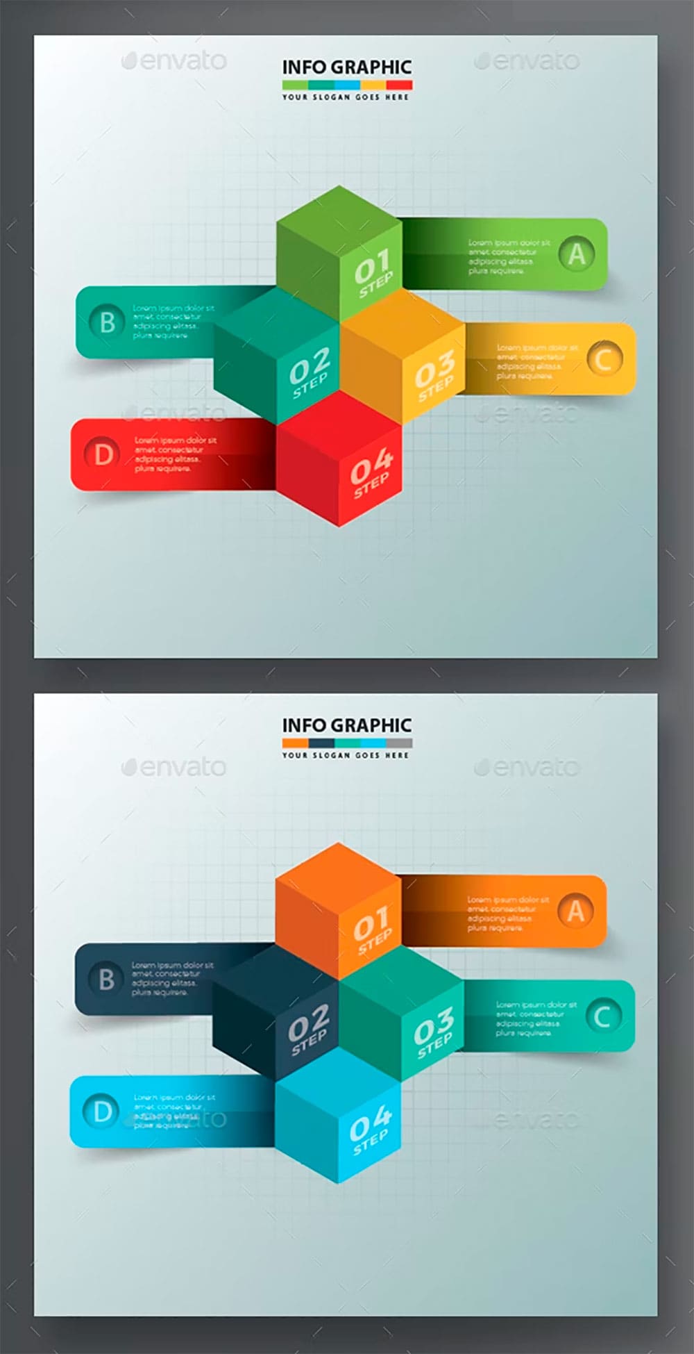 Cube infographics design, picture for pinterest.