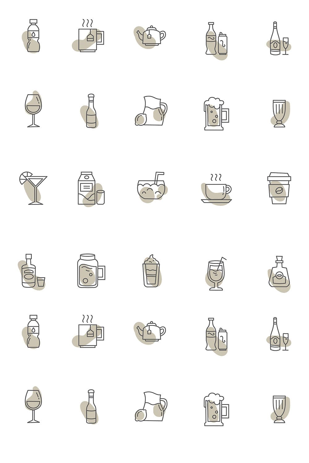 Drinking icons set, picture for pinterest.