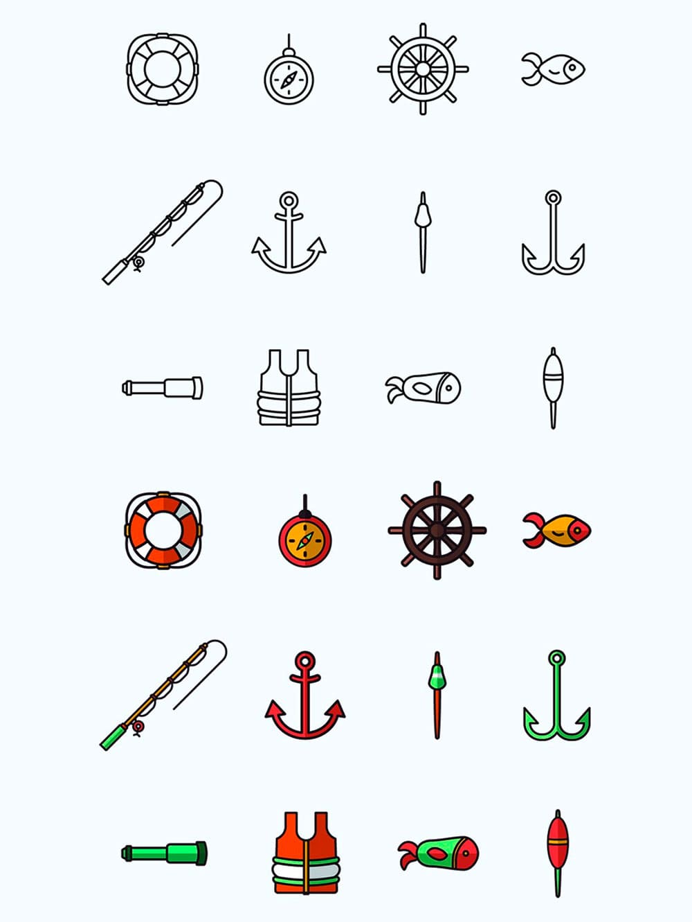 Fisherman icons, picture for pinterest.