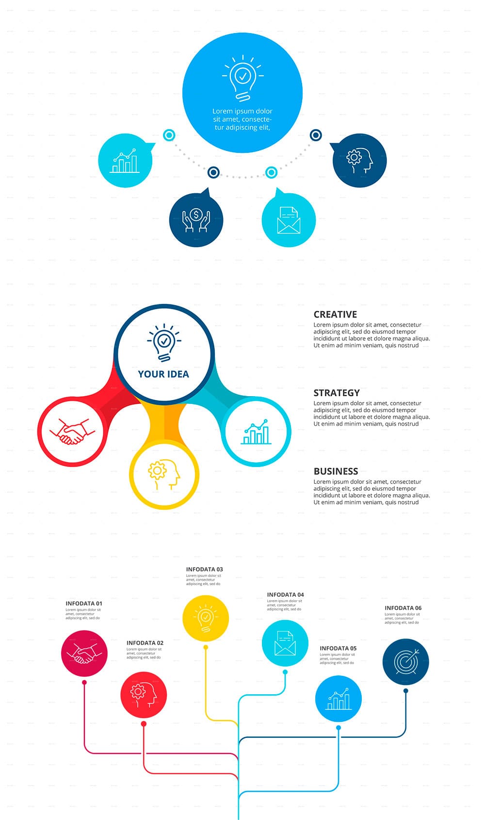 Flowchart infographics set 03, picture for pinterest.