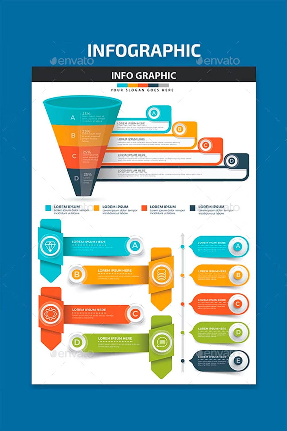Funnel infographic set, picture for pinterest.