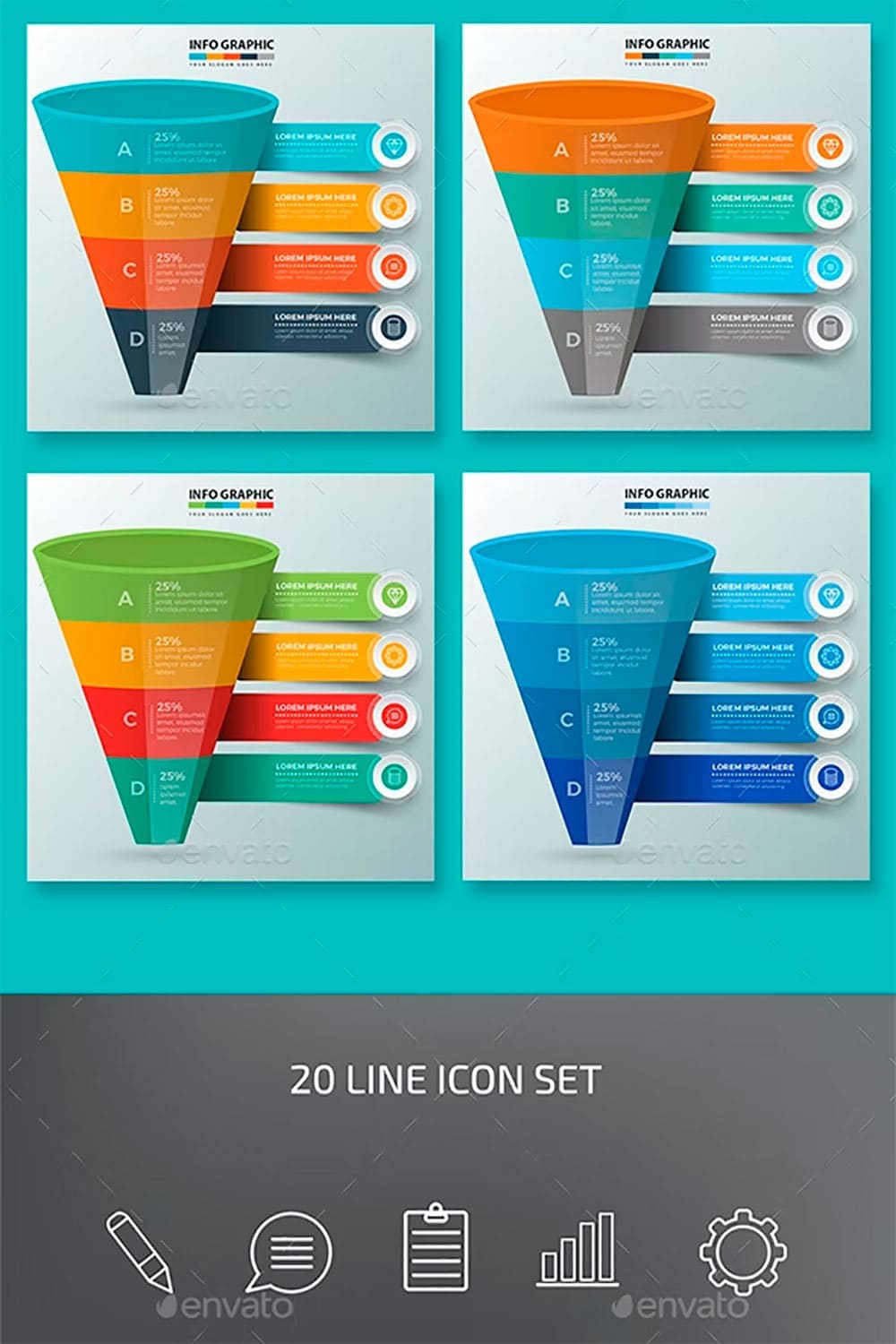 Funnel infographics design, picture for pinterest.