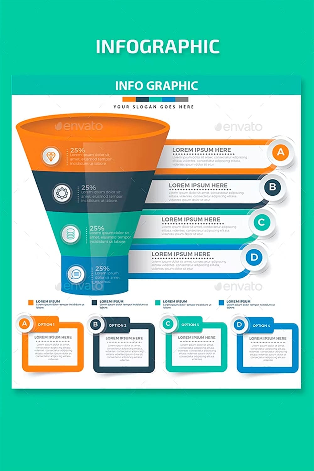 Funnel infographics design, picture for pinterest.