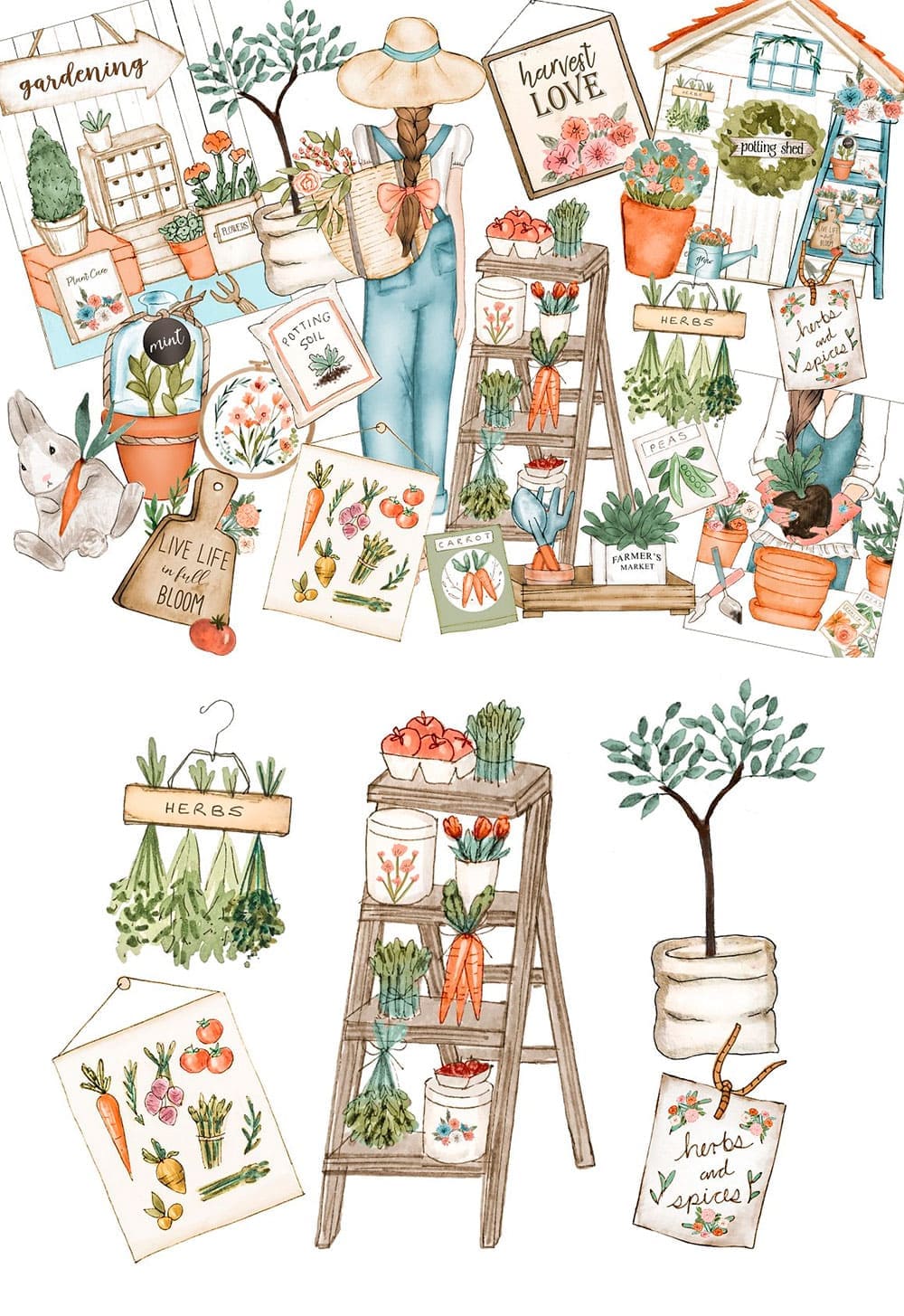 Gardening clipart, picture for pinterest.