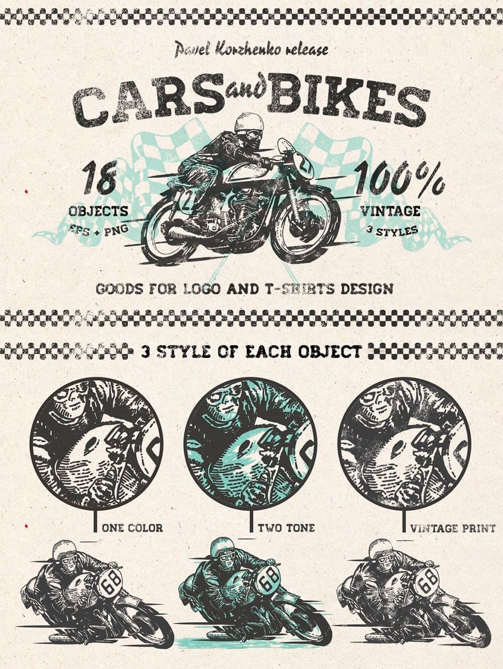 Hand drawn cars and bikes, picture for pinterest.
