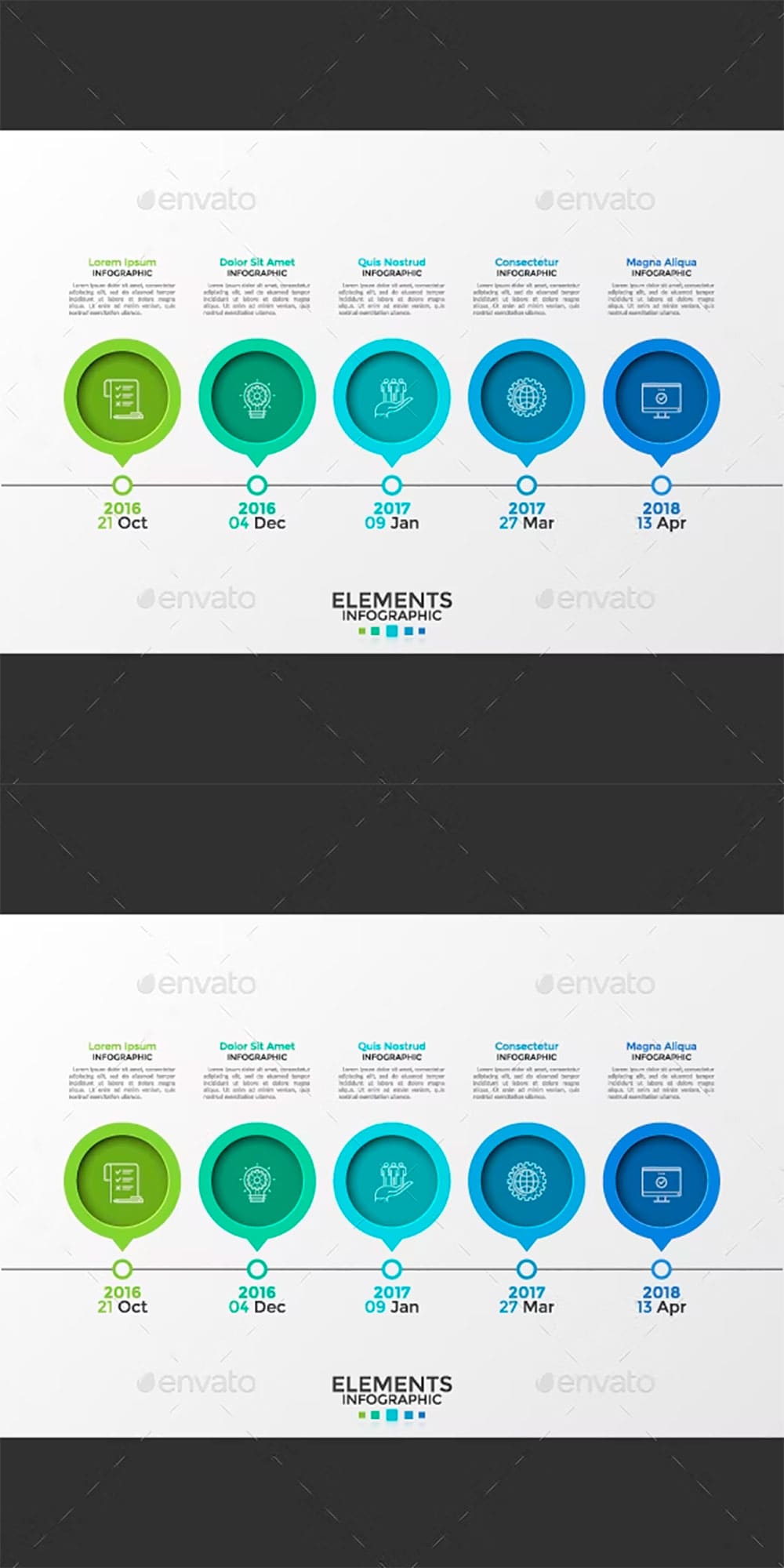 Horizontal timeline infographic, picture for pinterest.