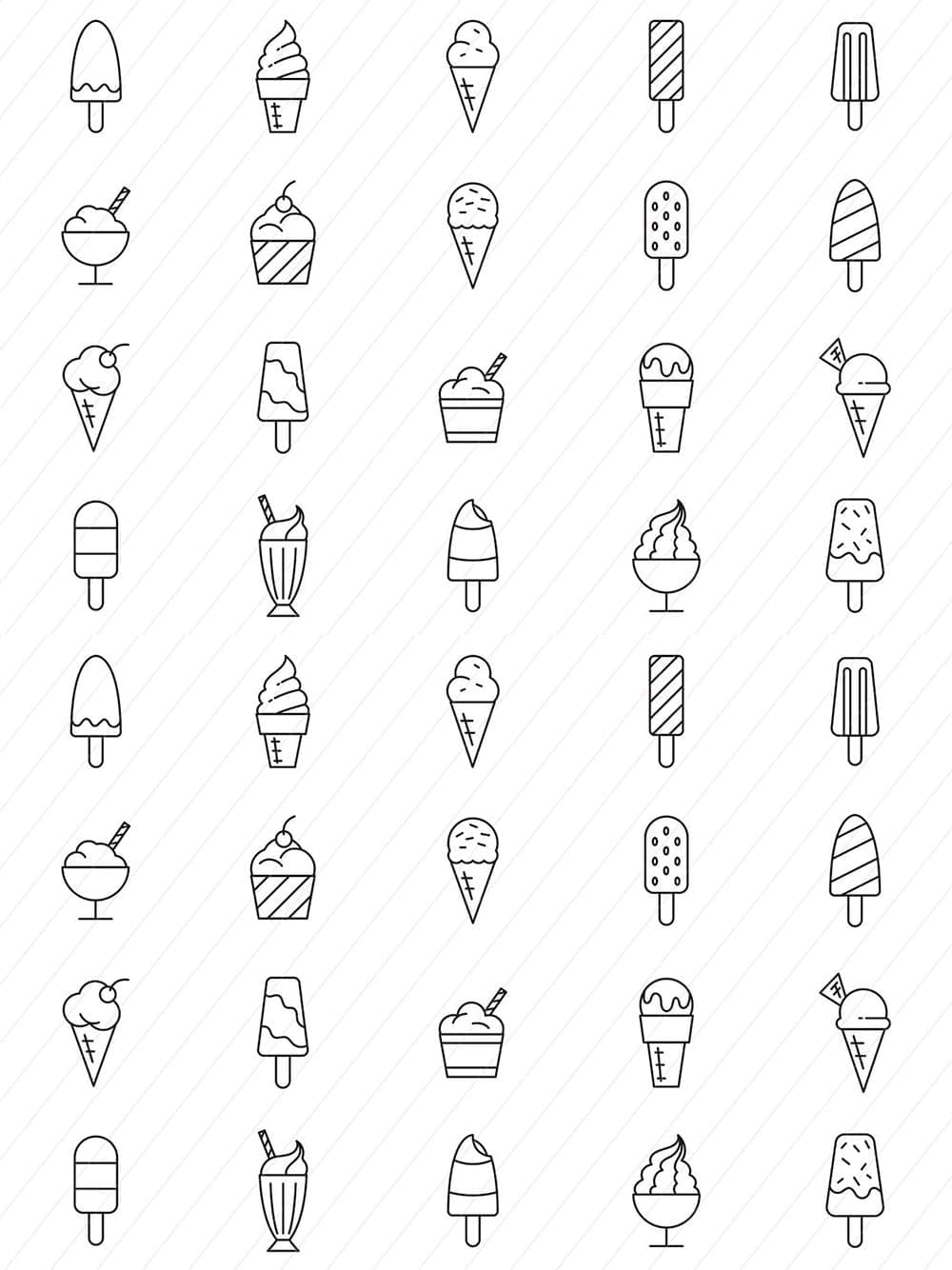 Ice cream icons, picture for pinterest.