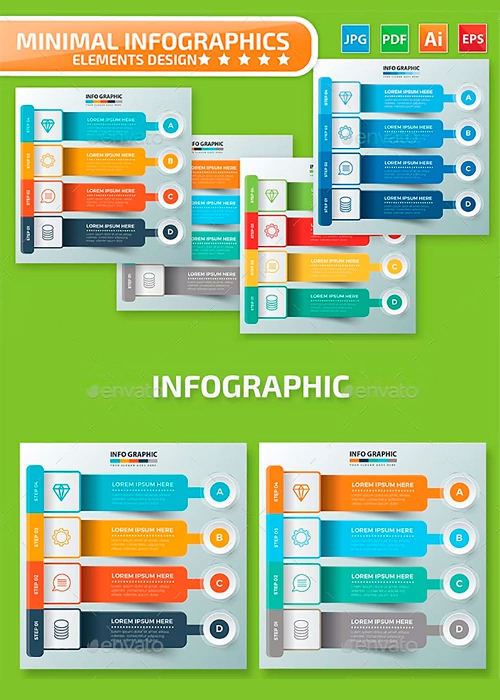 Infographic design in the green screen, picture for pinterest.