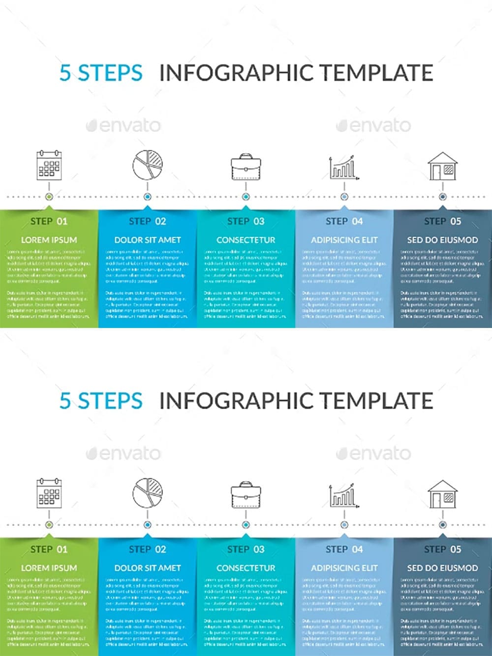 Infographic template with 5 elements, picture for pinterest.