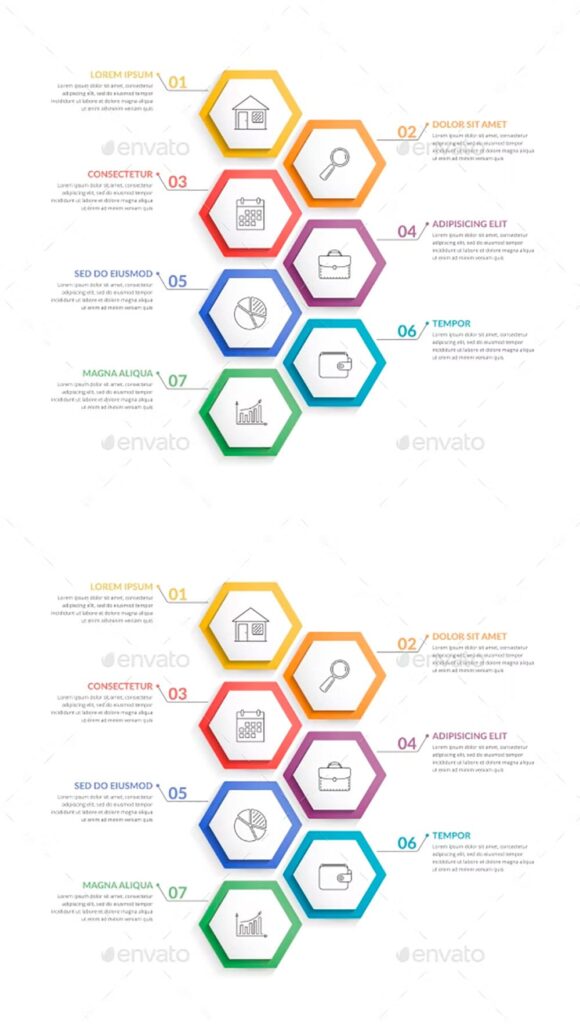 Infographic Template With 7 Hexagons – MasterBundles