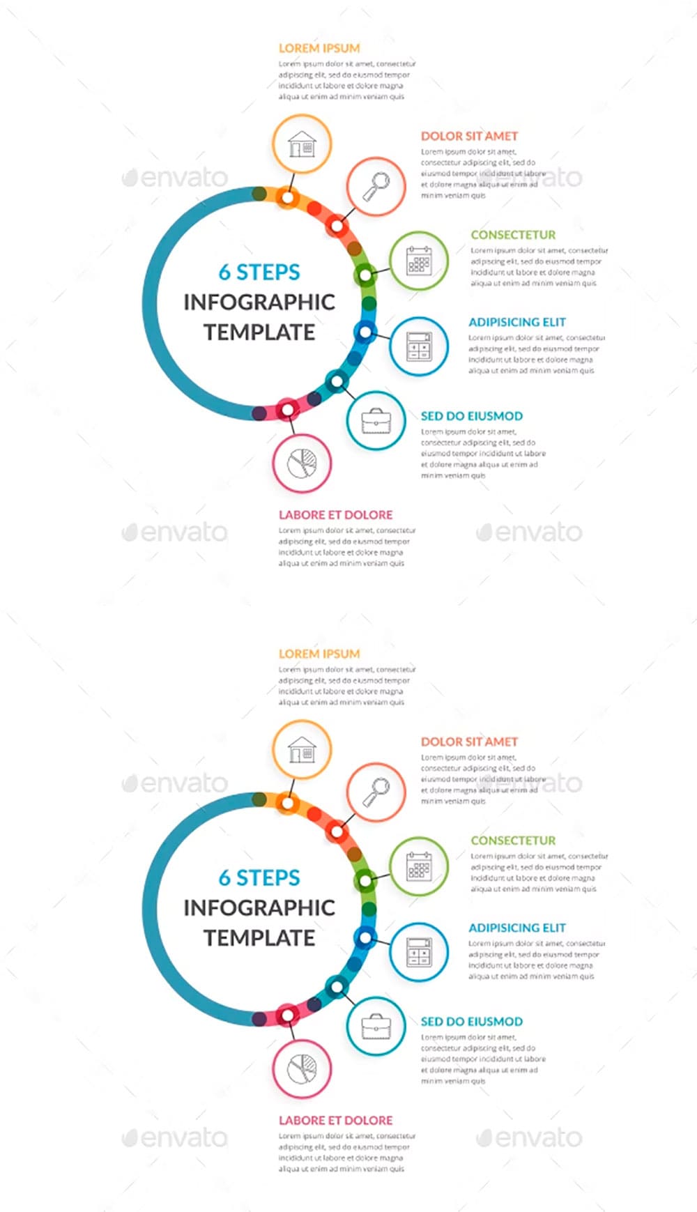 Infographic template with six steps, picture for pinterest.