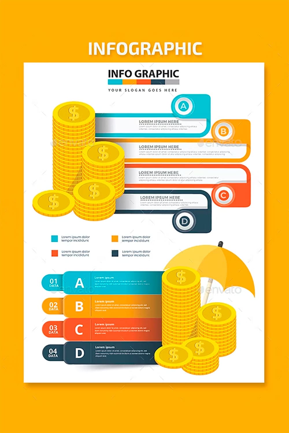 Infographics design in the yellow, picture for pinterest.
