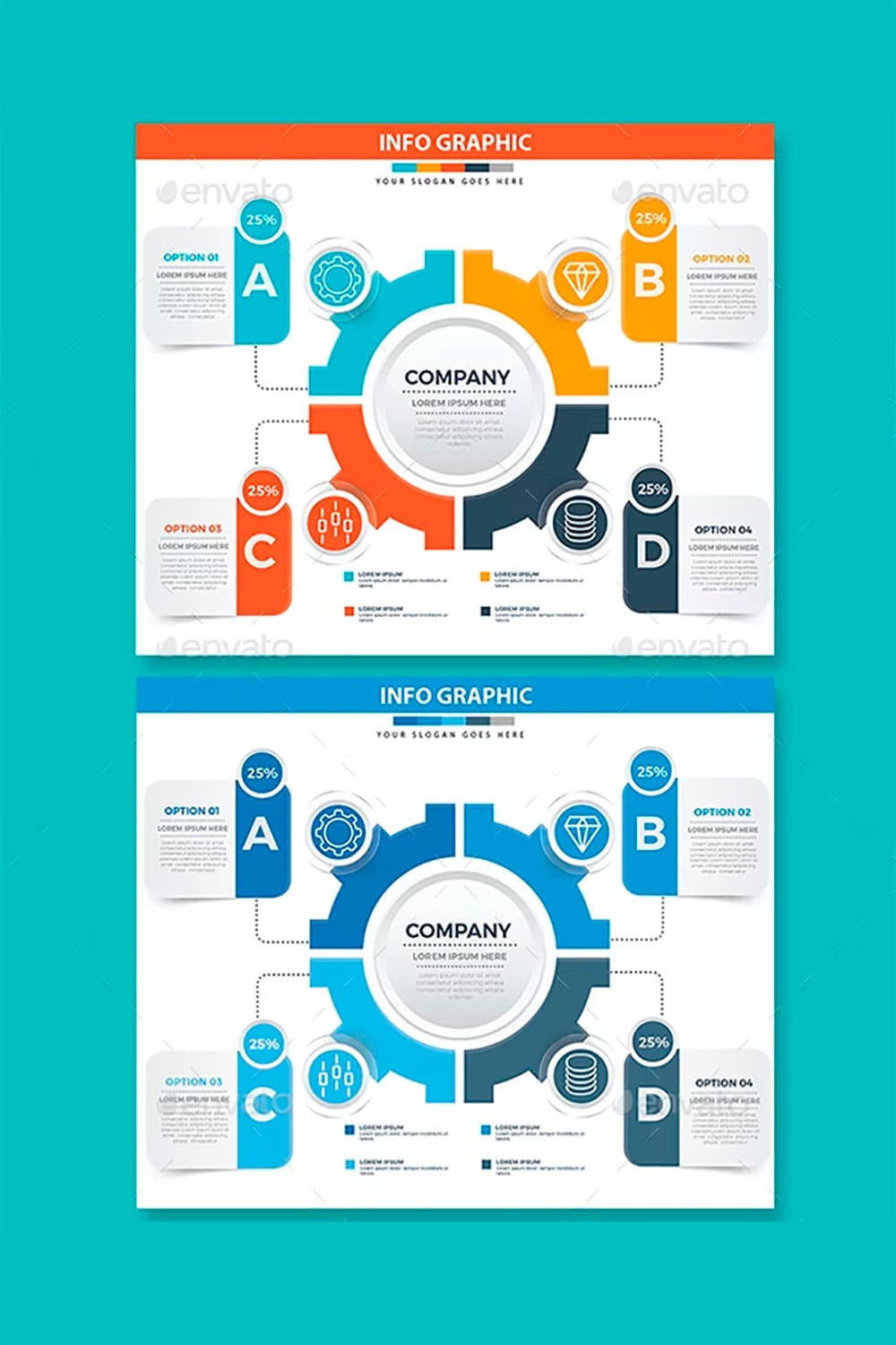 Infographics design on a turquoise background, picture for pinterest.