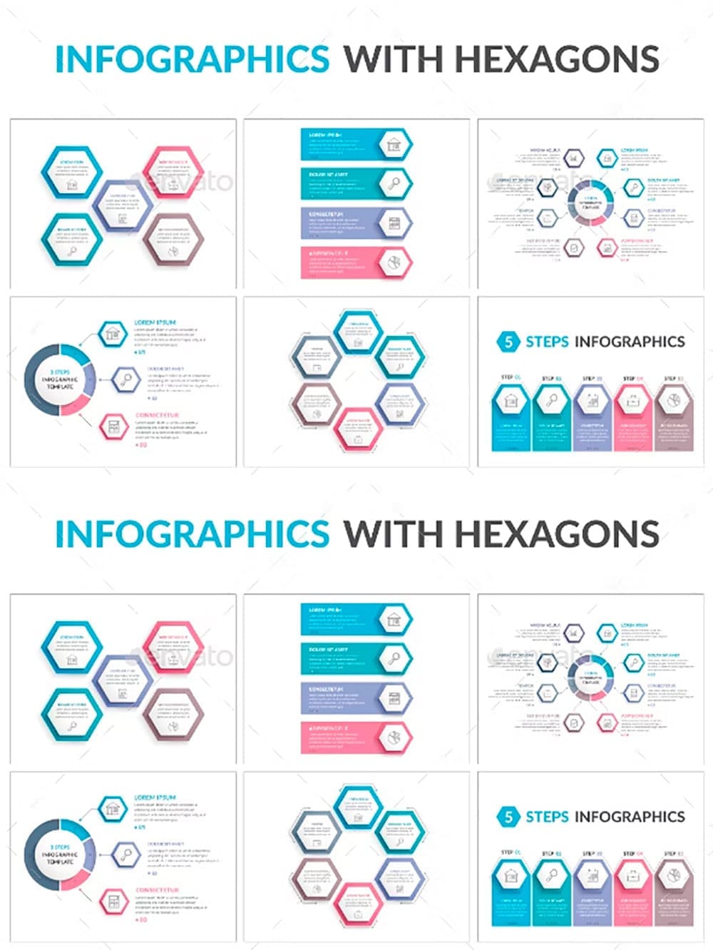 Infographics with hexagons, picture for pinterest.