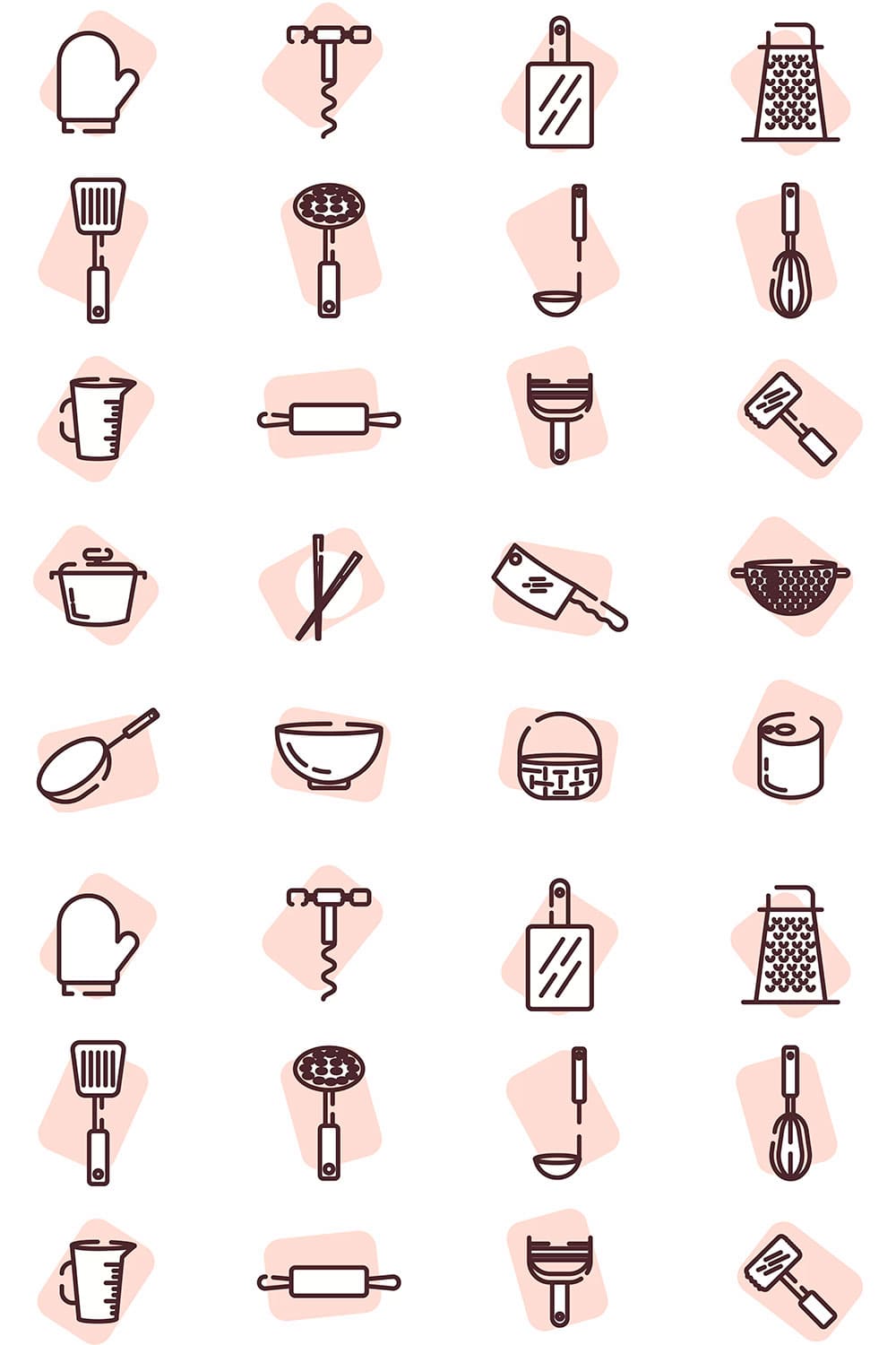 Kitchen icons set, picture for pinterest.