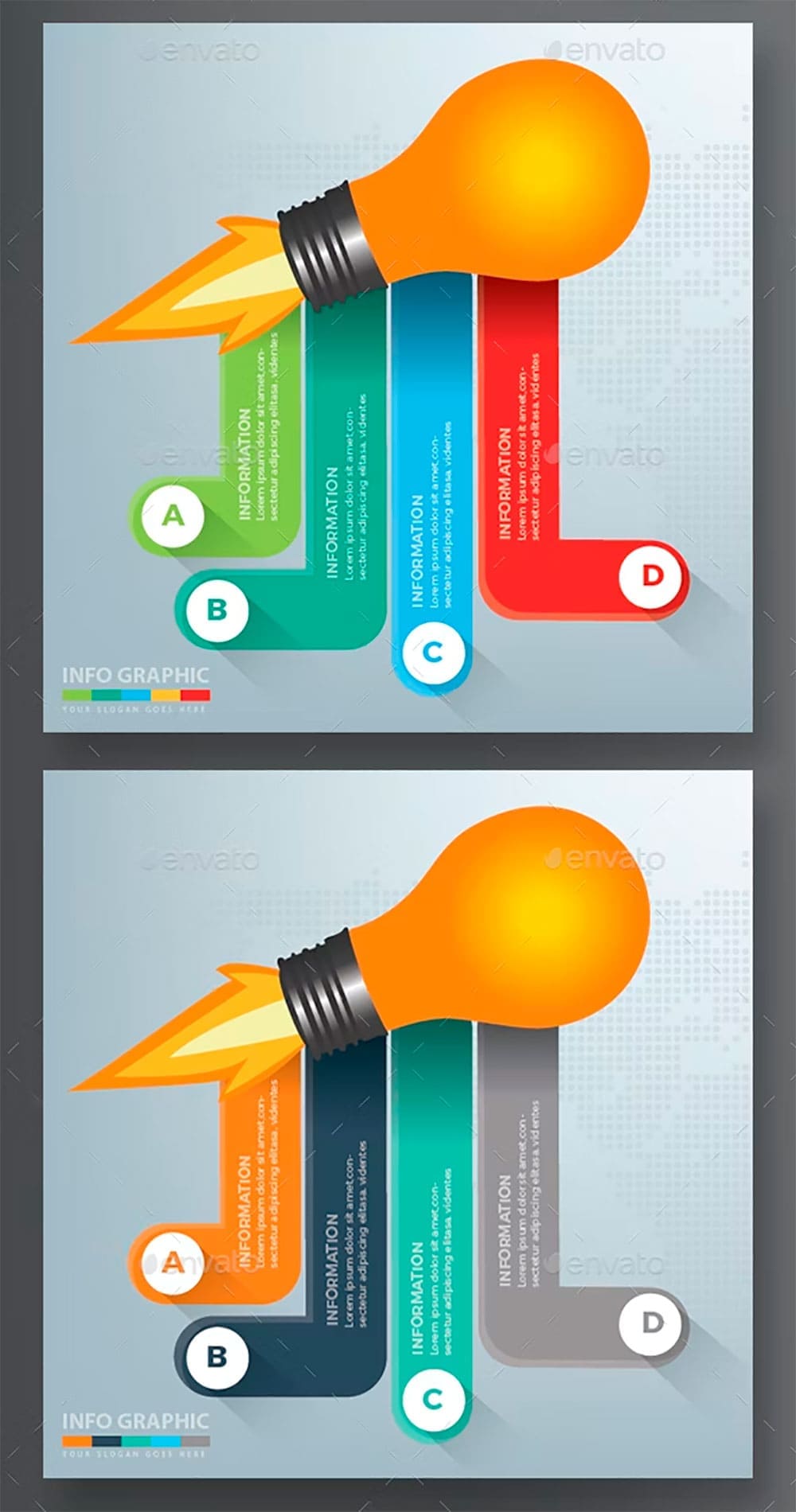 Light bulb infographics design, picture for pinterest.