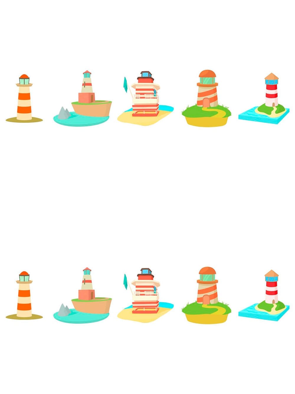 Light house icon set cartoon style, picture for pinterest.