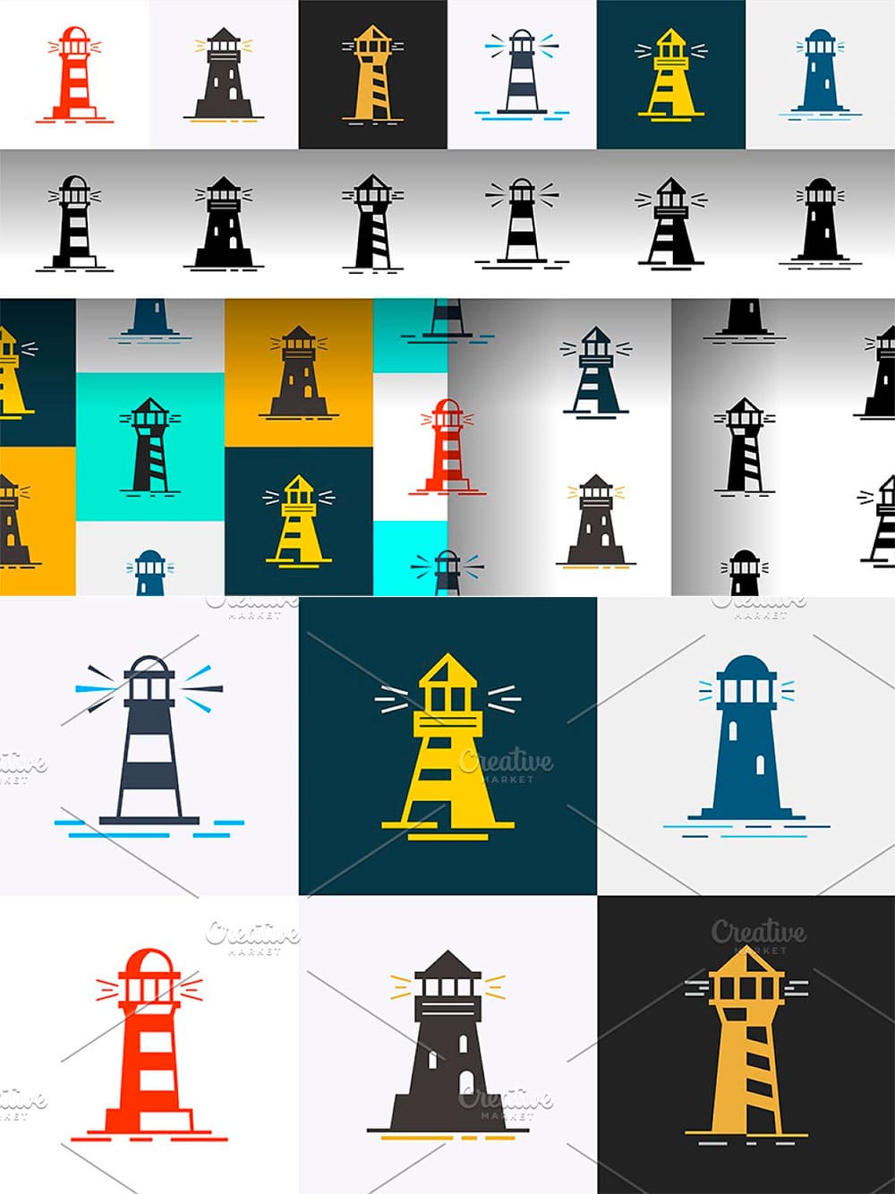Lighthouse set pattern, picture for pinterest.