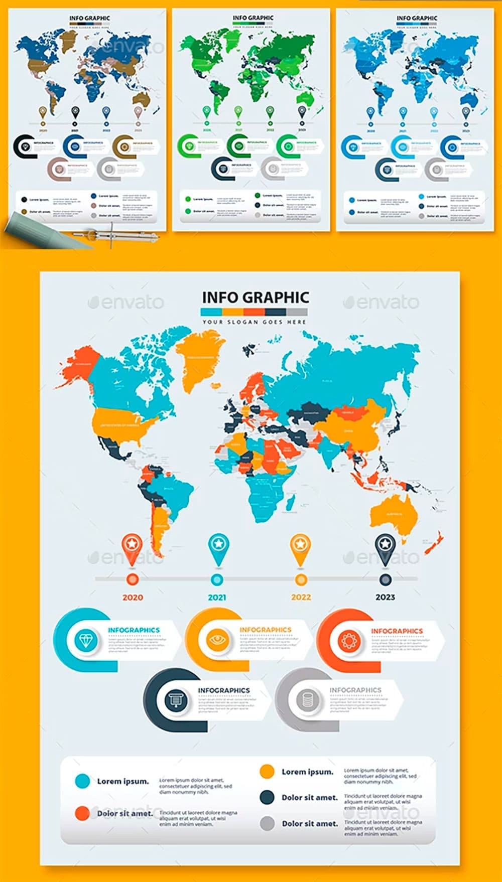 Map infographics design, picture for pinterest.