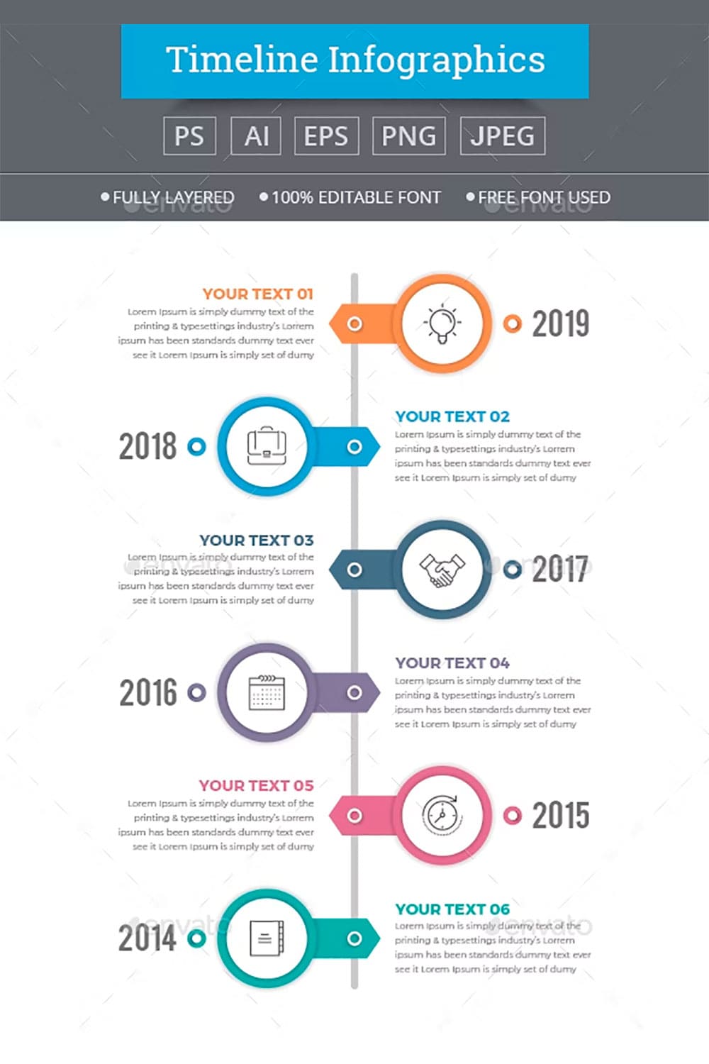Modern timeline infographics, picture for pinterest.