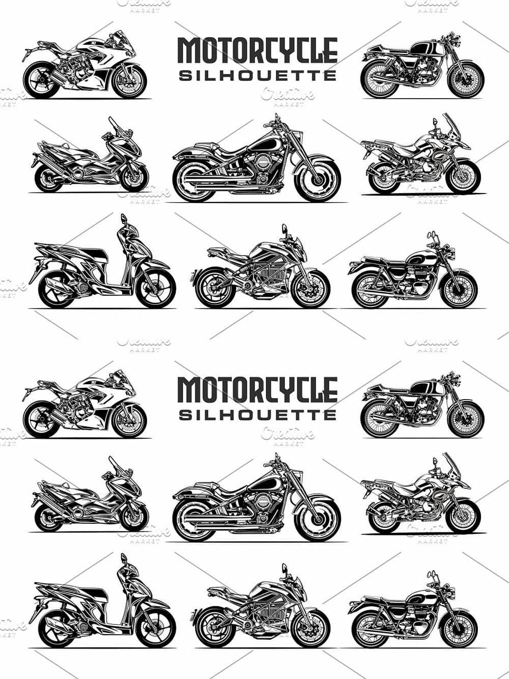 Motorcyle silhouette vector, picture for pinterest.