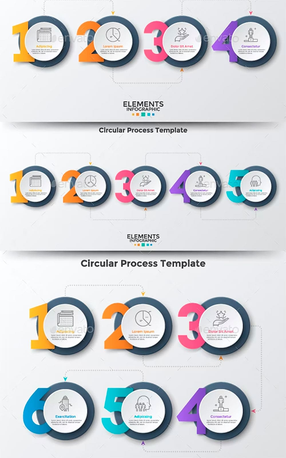 Paper numbers process infographic 7 items, picture for pinterest.