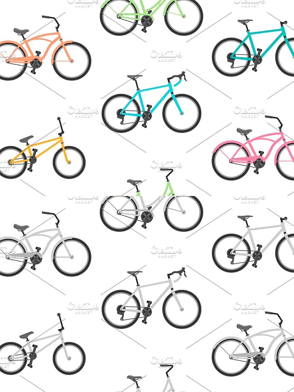 Pattern with bicycles, picture for pinterest.