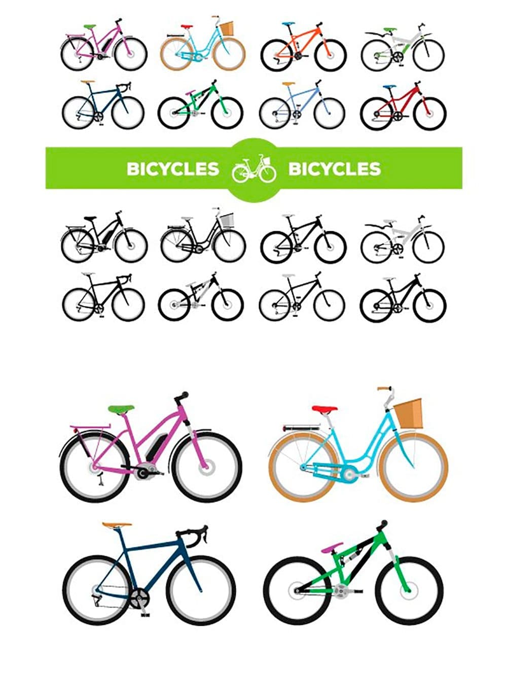 Realistic bicycles set, picture for pinterest.