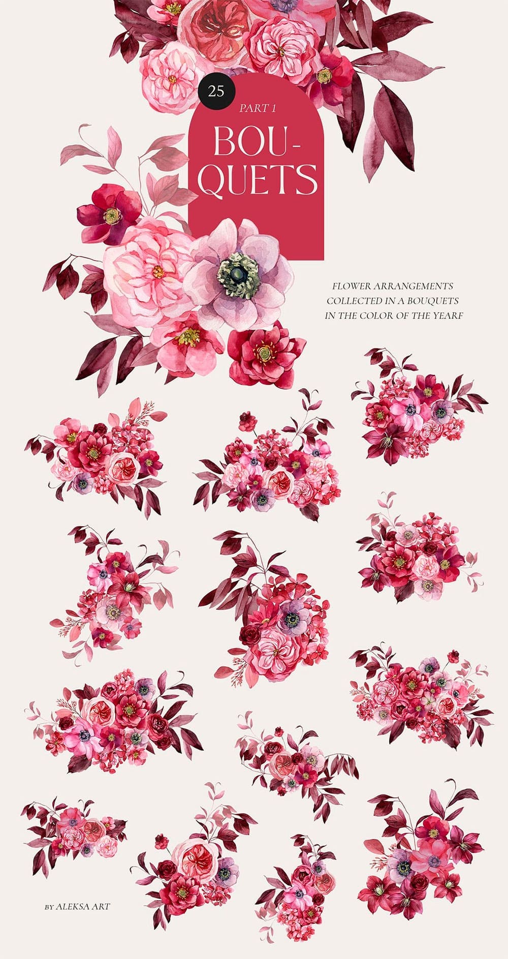 Sale viva magenta floral collection, picture for pinterest.