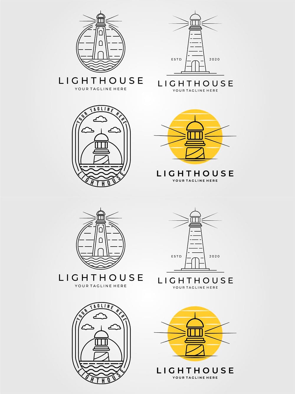 Set lighthouse vector logo design, picture for pinterest.