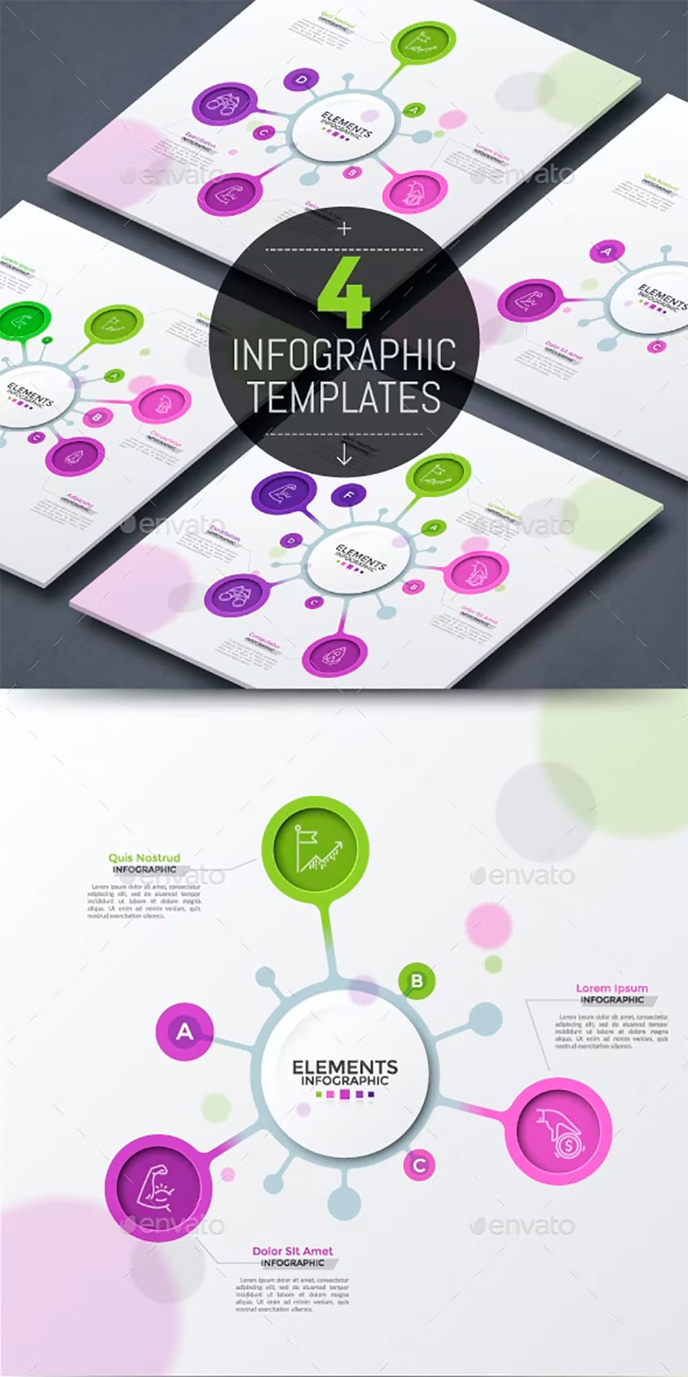 Set of 4 infographic choice templates, picture for pinterest.