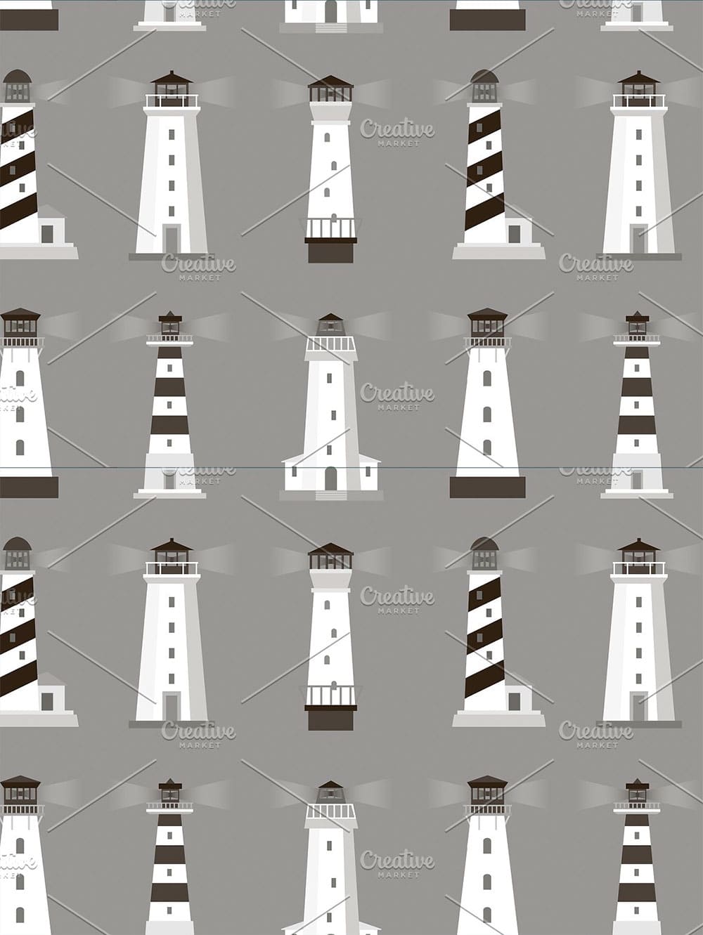 Set of lighthouses pattern, picture for pinterest.