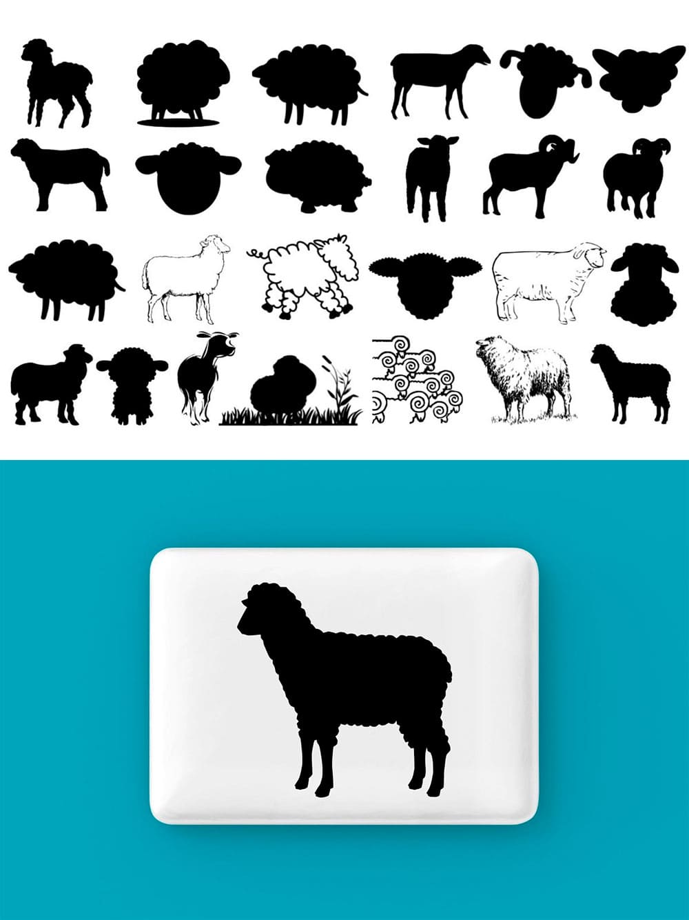 Sheep silhouette bundle, picture for pinterest.