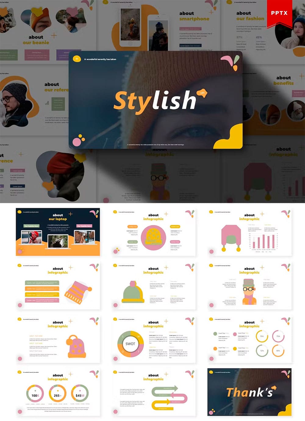 Stylish powerpoint template, picture for pinterest.