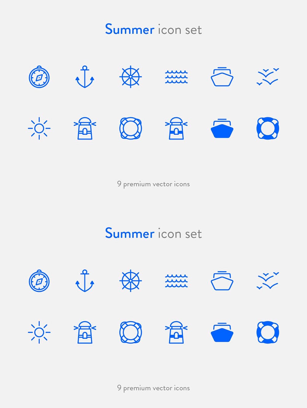 Summer icons, picture for pinterest.